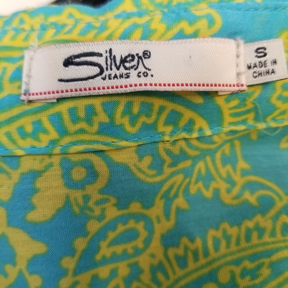 Silver Jean Company Long Sleeve Button Up Top Cotton And Silk - Picture 6 of 6